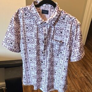 7 Diamonds Men's Purple Patterned 4 Way Stretch Button Down Shirt